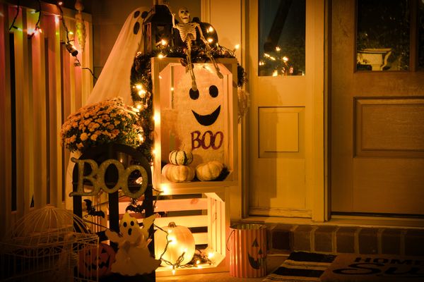 Decoración de halloween para exterior de casa tenebrosa y divertida