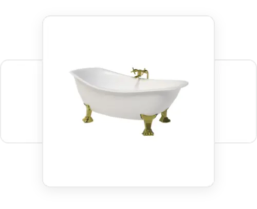 Hermoso diseño de bañera con patas doradas