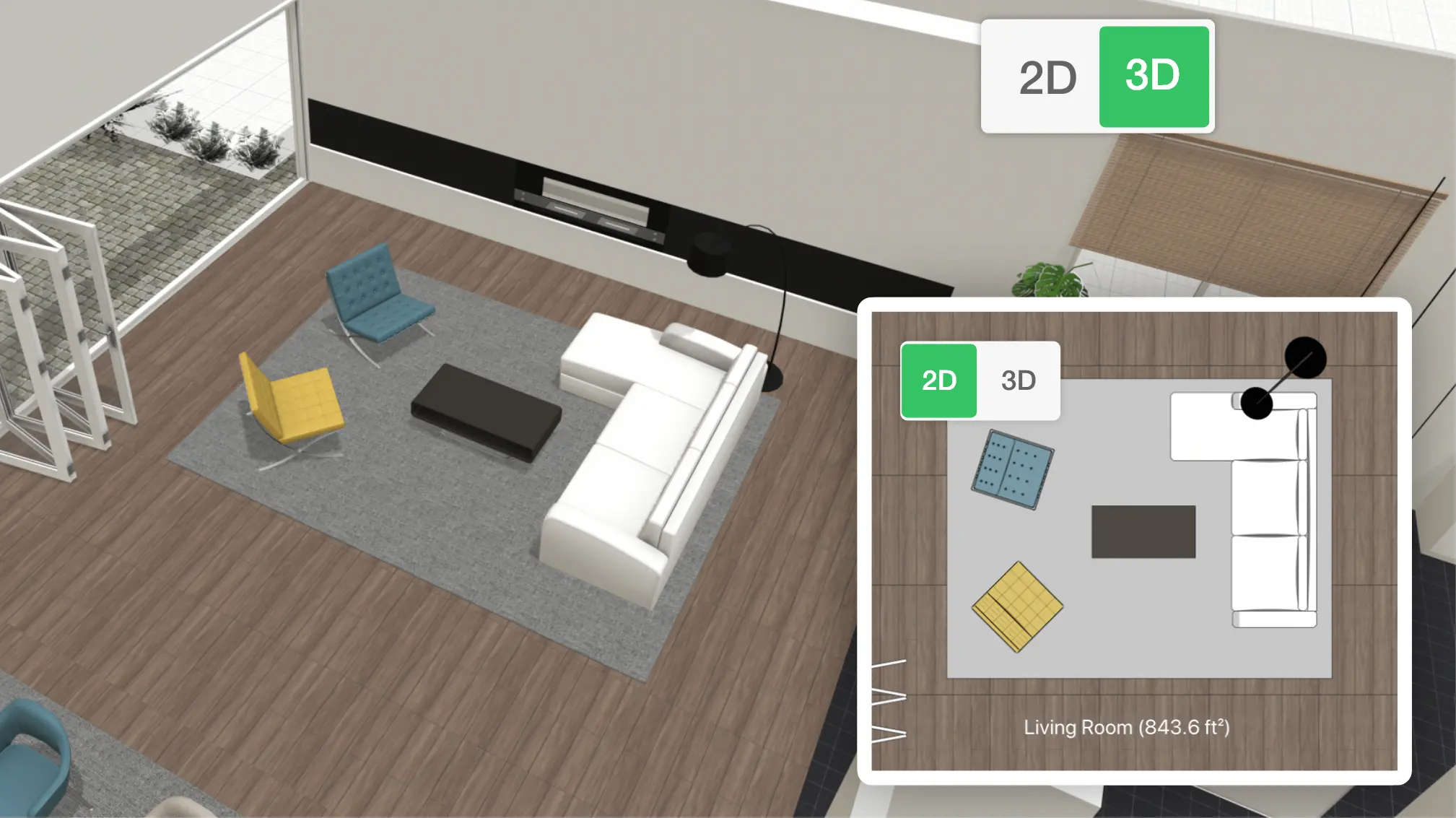 Instantané 3D du salon dans Planner 5D