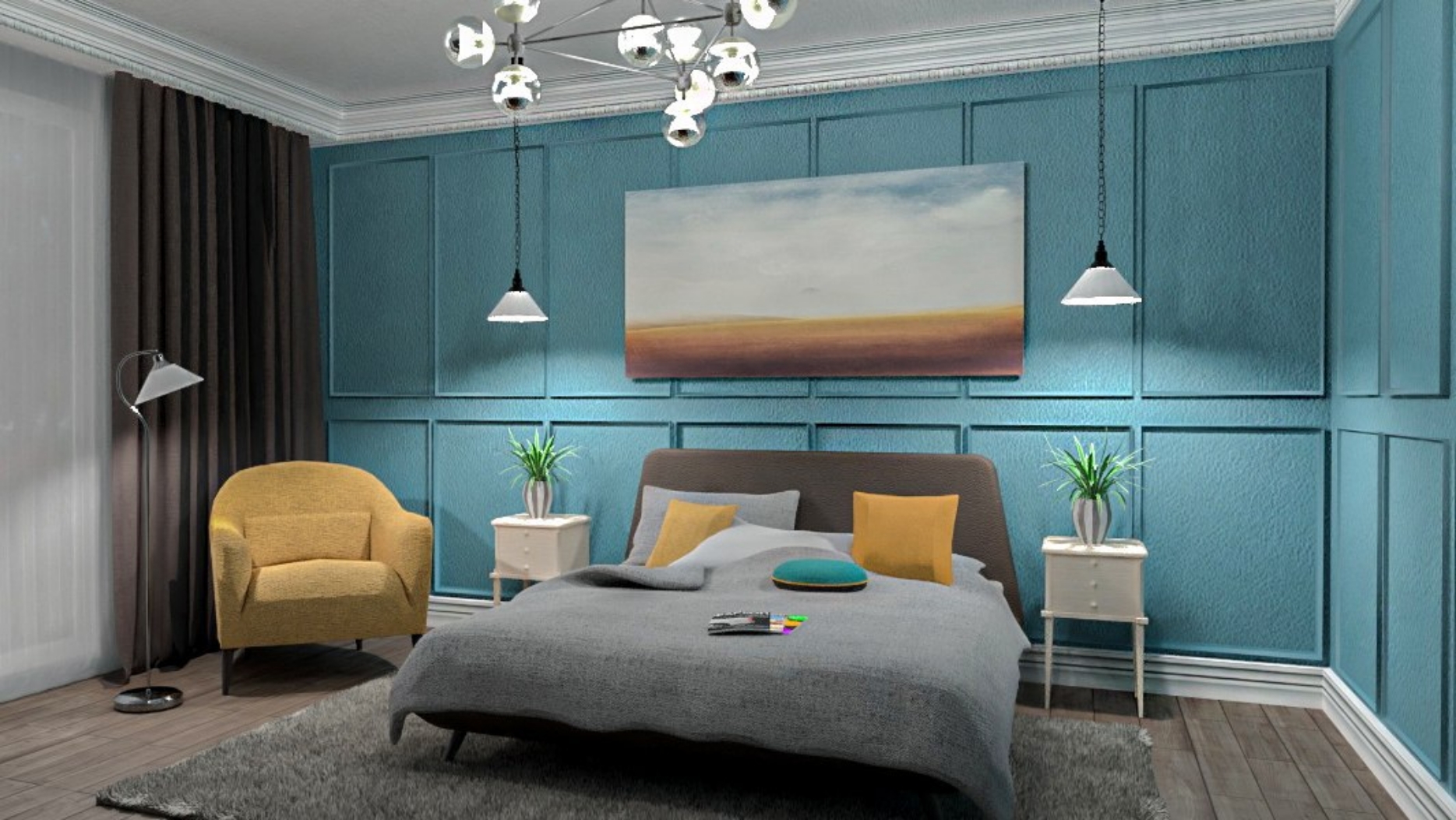 1 Bedroom Apartment Floor Plan 3D Layout Design Online
