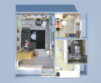 Multifunctional Family Studio Apartment Plan with Japanese Bath