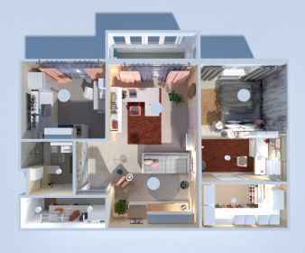 Cozy Apartment Floor Plan with Bright Living & Workspace