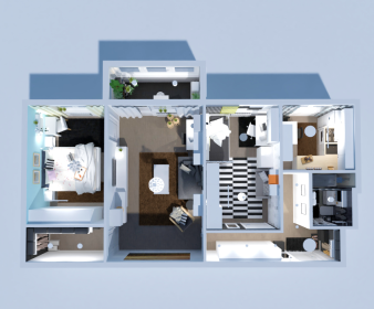 Stylish Teen-Friendly Apartment Plan with Neutral & Dark Interiors