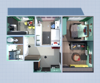Eclectic Apartment Plan with Bold Bright Interiors