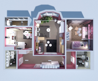 Bright Modern Apartment Plan with Nursery