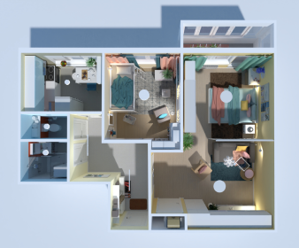 One Bedroom Den Plan with Open Layout & Balcony