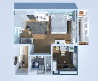 Open-Plan Urban One Bedroom Apartment Plan