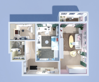 One Bedroom Apartment Layout with Balcony