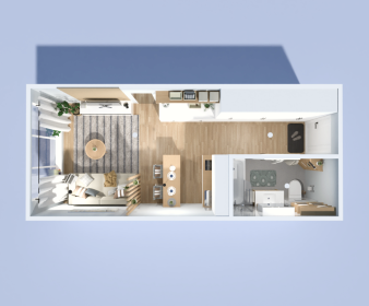 Open & Efficient Urban Studio Apartment Plan
