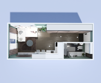 Sleek Studio Floor Plan with L-Shaped Kitchen