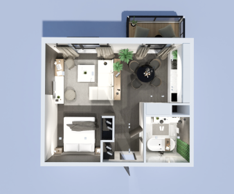 Open Concept Apartment Plan with Spa Bath