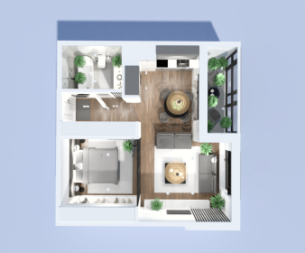 Neutral Apartment Floor Plan with Sunroom