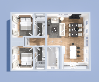 Luxury 2-Bedroom Apartment Plan with Laundry
