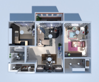 Charming Small Apartment Floor Plan with Kids Room
