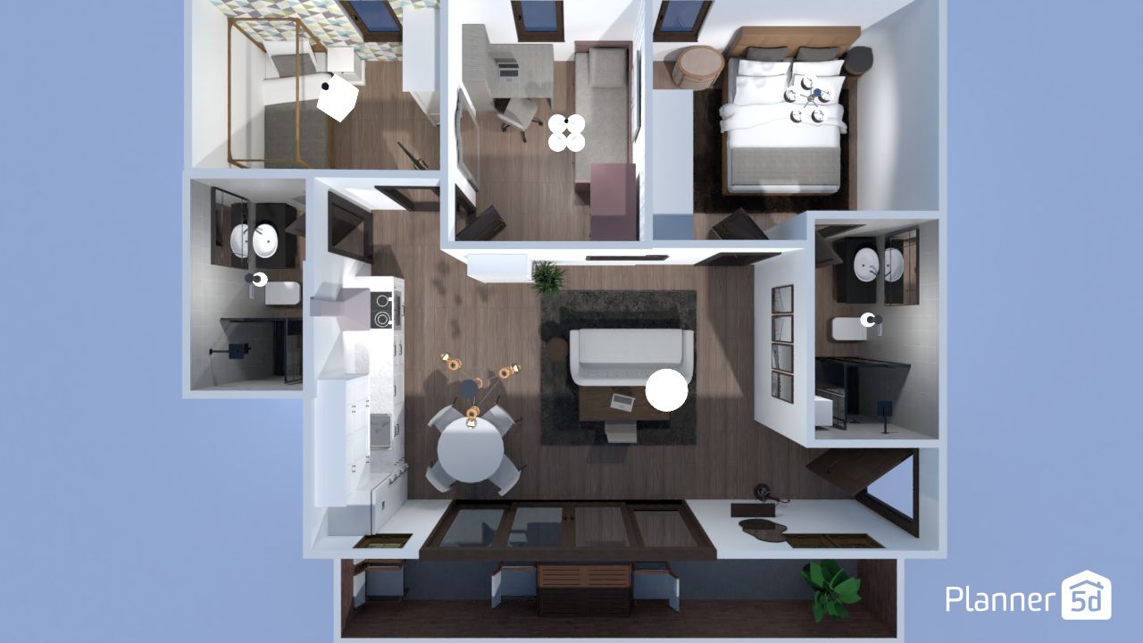 Planos de departamentos de 3 dormitorios de 60 m2