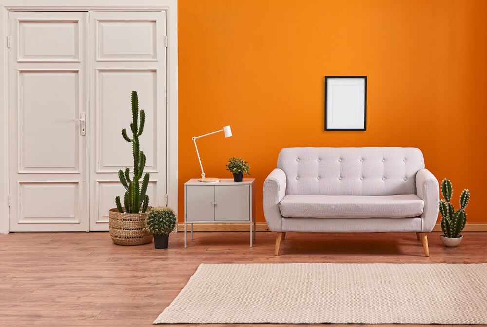 Modern Living Room Orange Wall 1 