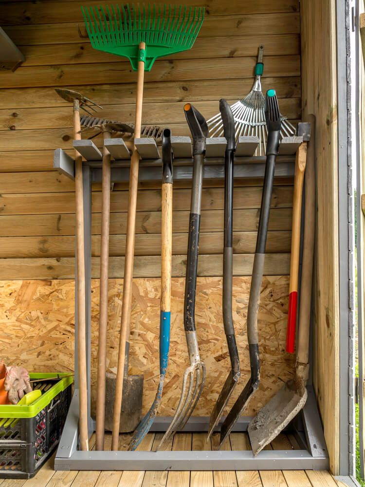 garage rake and shovel organizer