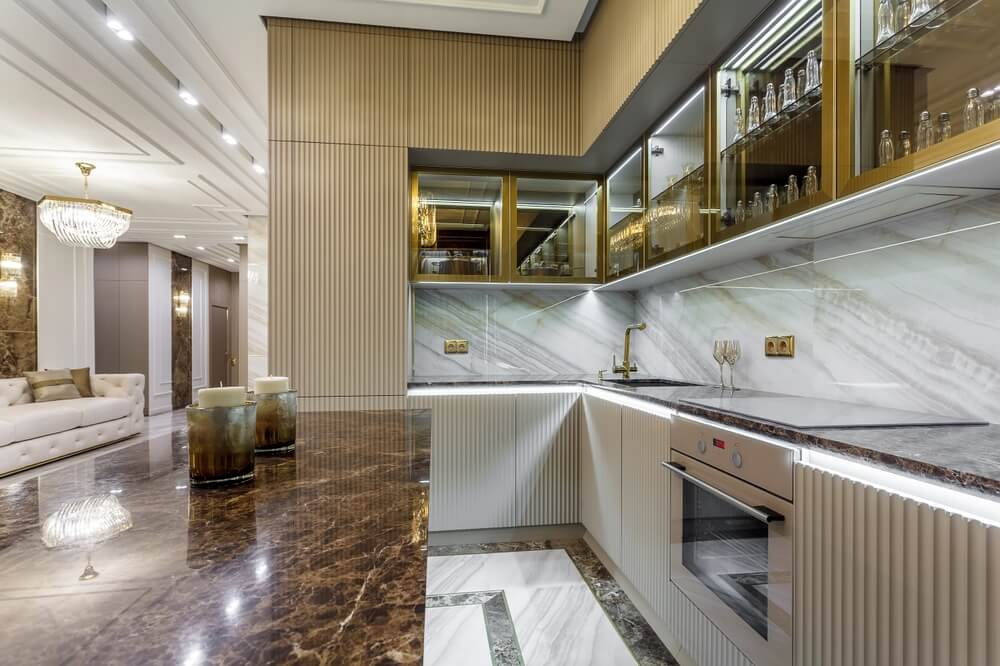 Luxury kitchen with marble and granite