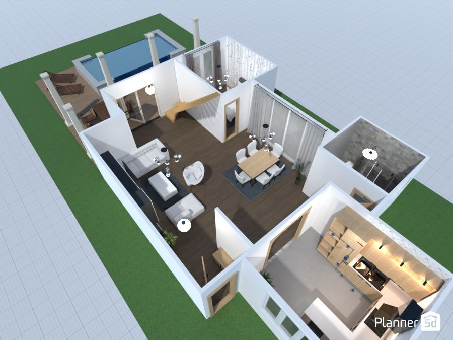 Projeto de casa moderna realizado por XS no Planner 5D.