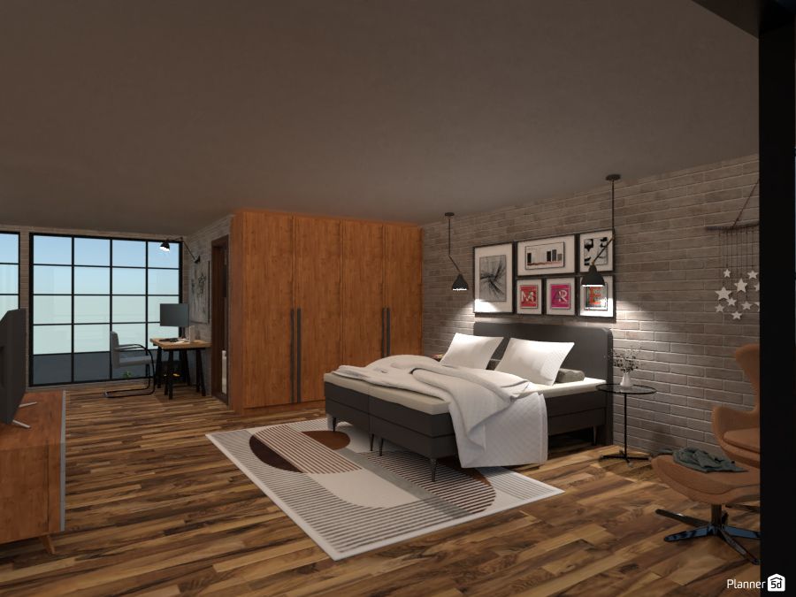 dormitorio grande diseñado con Planner 5D, software de diseño de interiores
