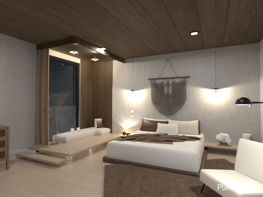 render 3D decoración dormitorio de estilo contemporáneo