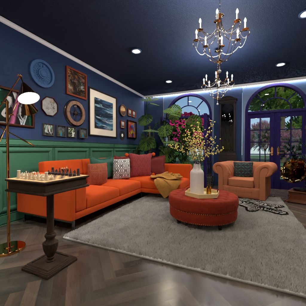 Ecclectic living room designed with Planner 5D