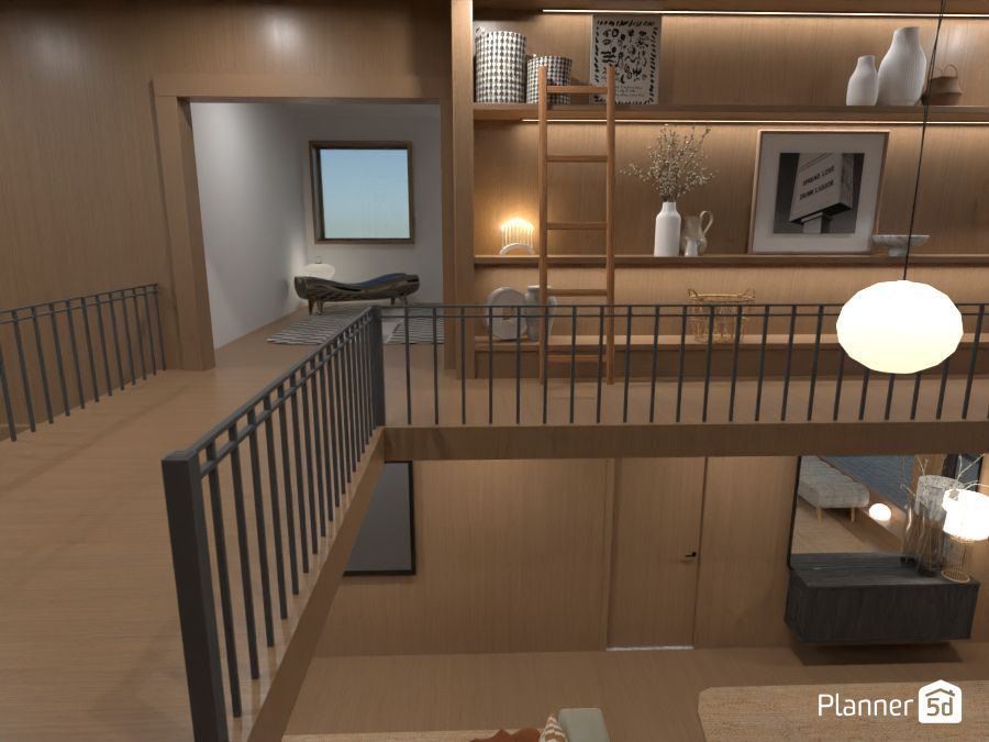 plano 3d de casa moderna de madera, render de planner 5d