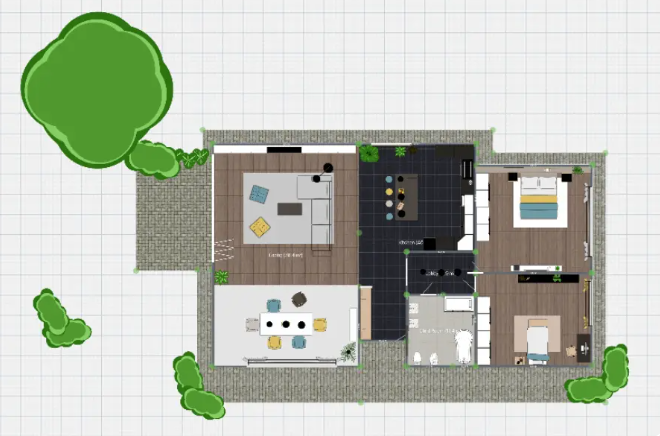 Como fazer planta baixa de casas com 2 quartos no Planner 5D