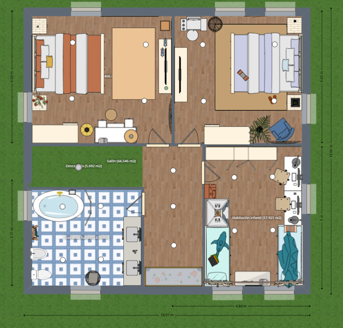 Planta baixa de casa com 2 quartos simples - Projeto de Maya no Planner 5D