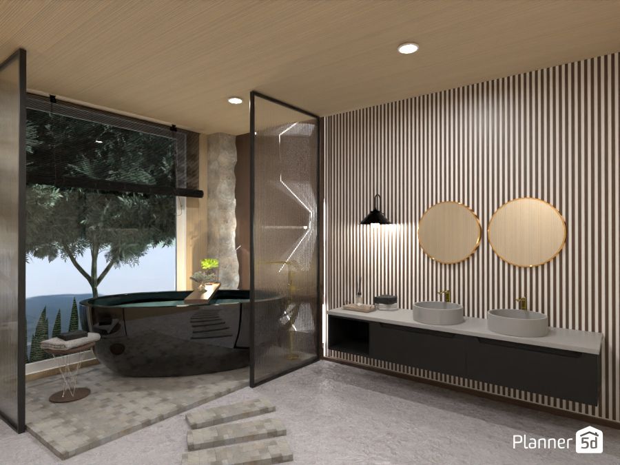 render de cuarto de baño moderno de lujo de planner 5d