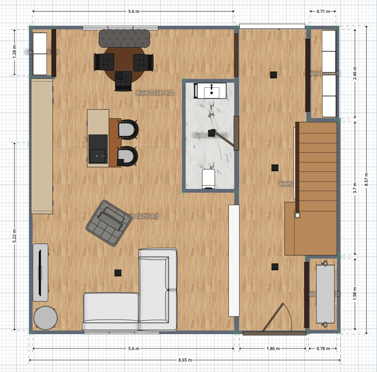 planos de casa de dos pisos cuadrada con tres dormitorios moderna