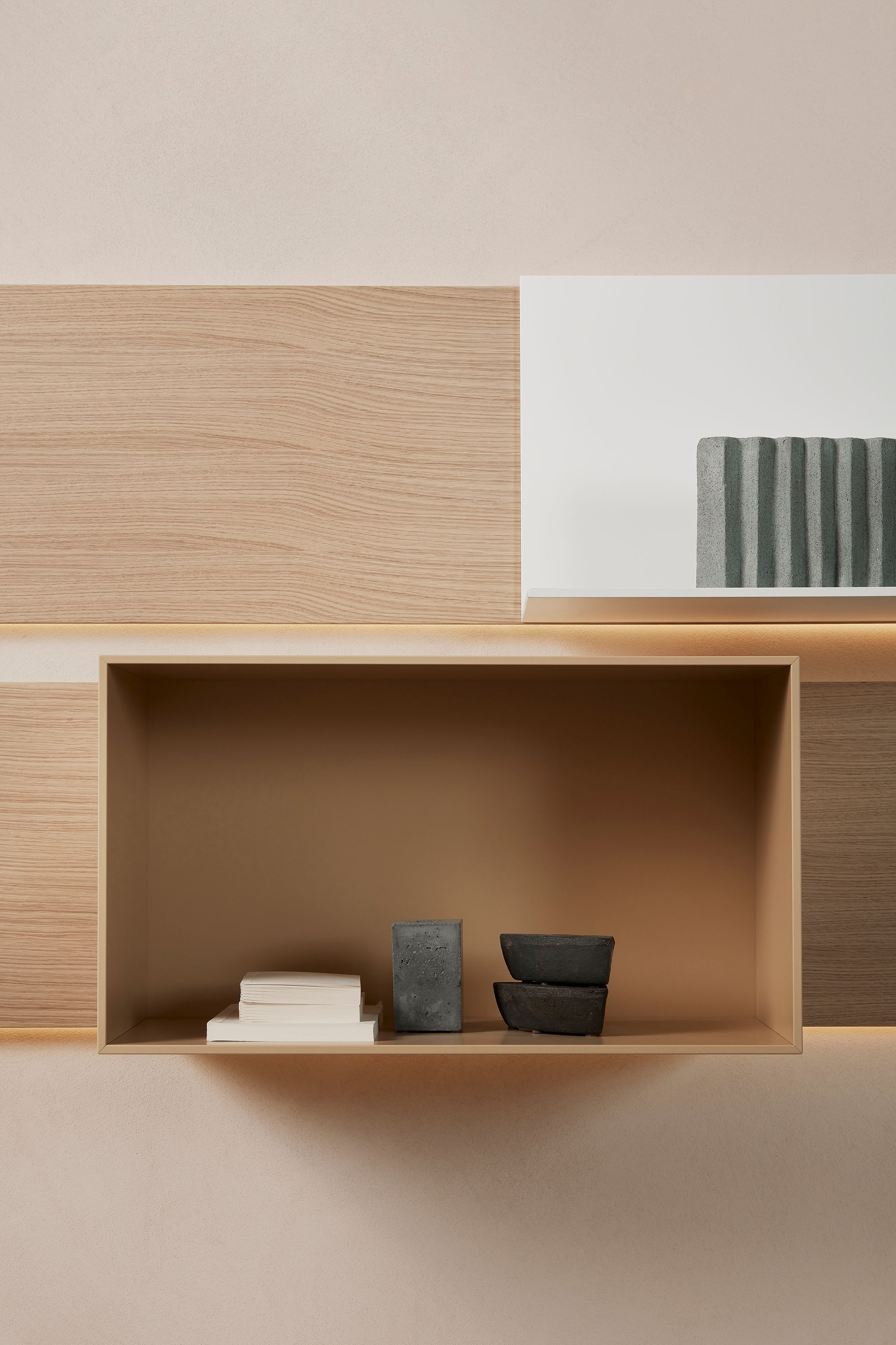 Nueva estantería de diseño modular de mdf italia blanca, negra, madera