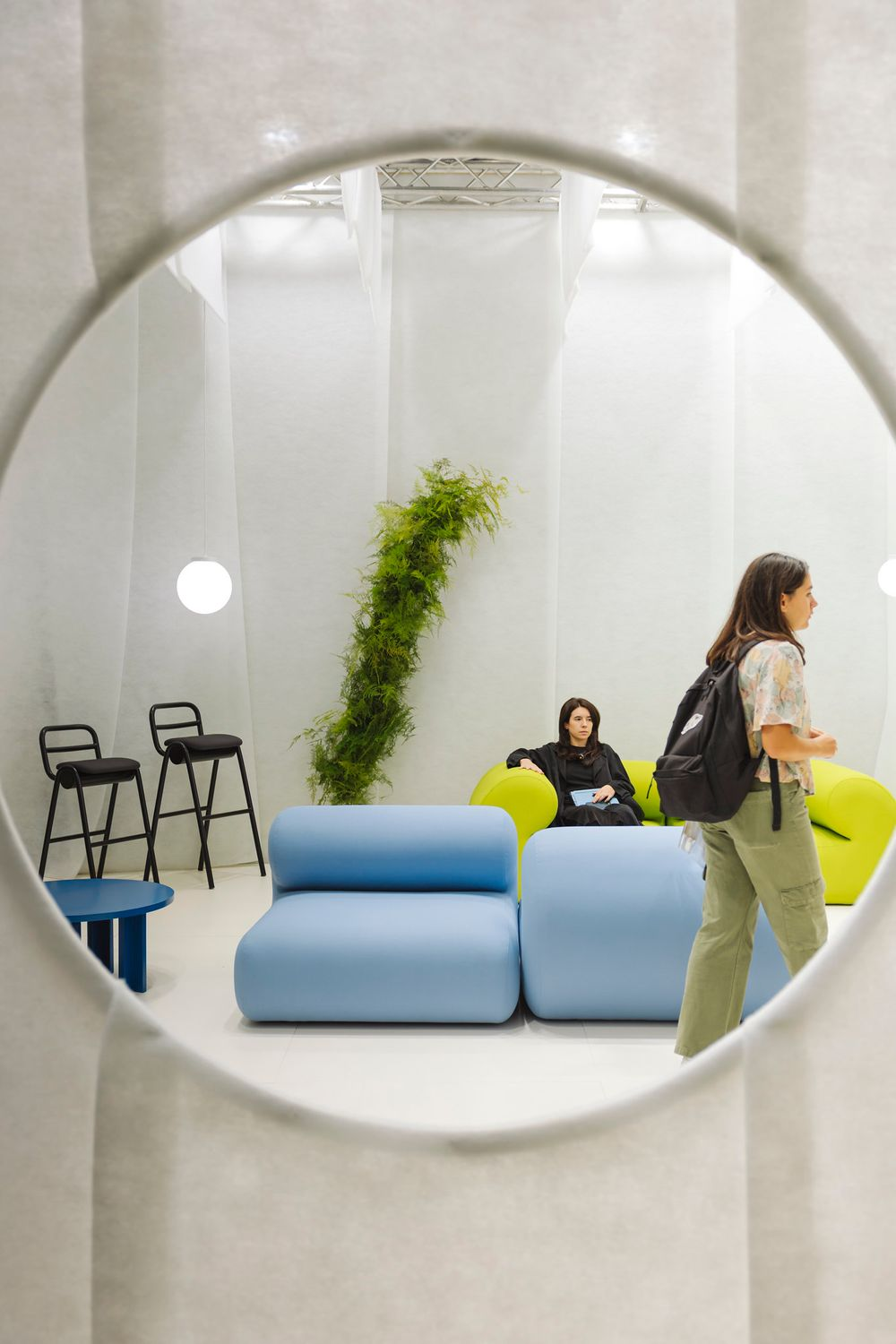 Michelin modular system (in avocado green and light blue) by MUT Design. Images of Habitat Valencia Fai