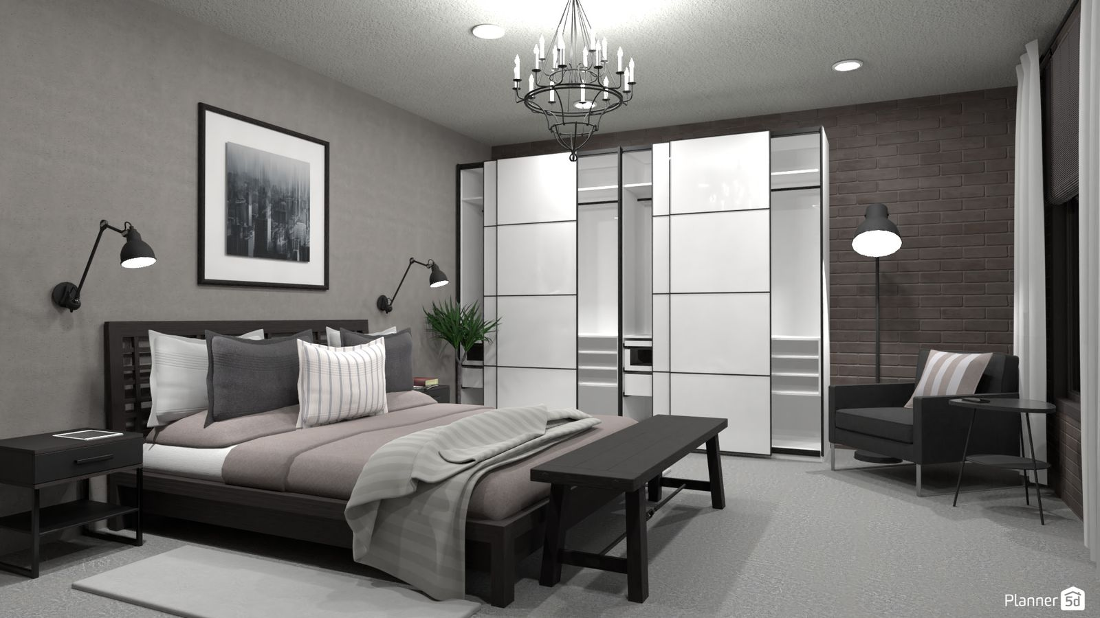 japandi inspired bedroom with Planner 5D