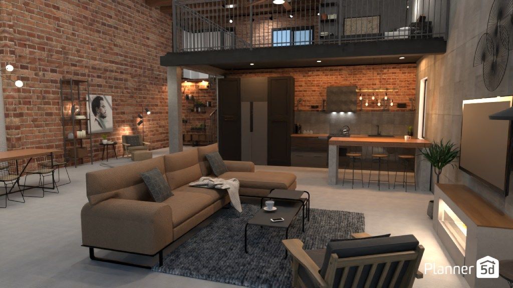 modern industrail house living room