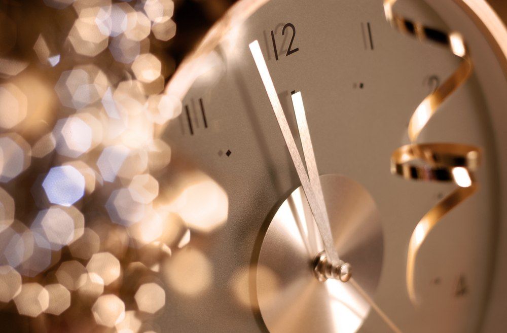 New Year's clock before midnight
