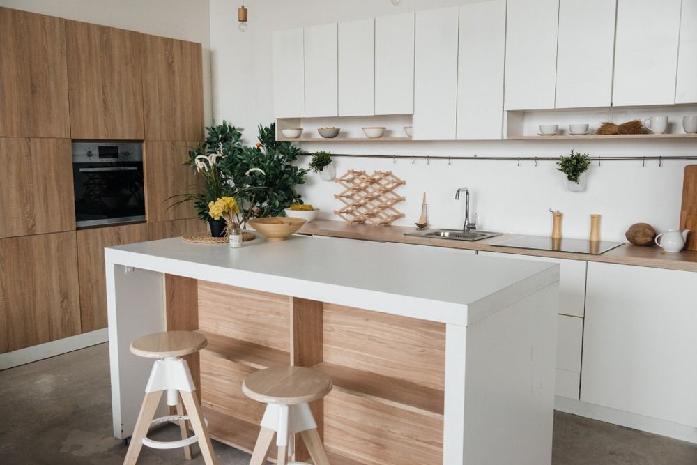 Natural wood accents in kitchen