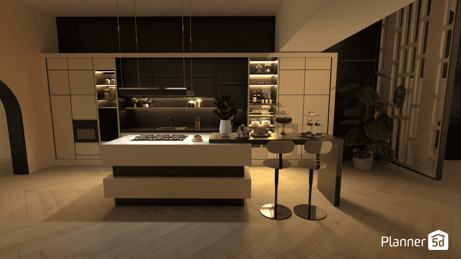 render creado en planner 5d cocina de lujo moderna