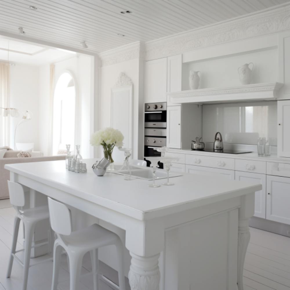 white-on-white kitchen.