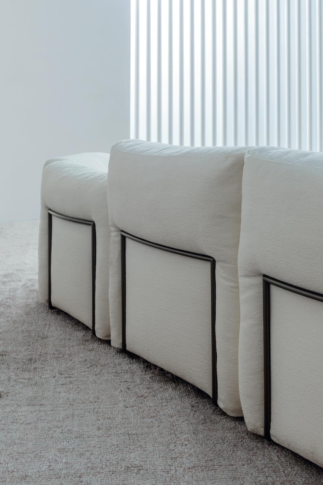 detalle de sofá modular moderno blanco de diseño