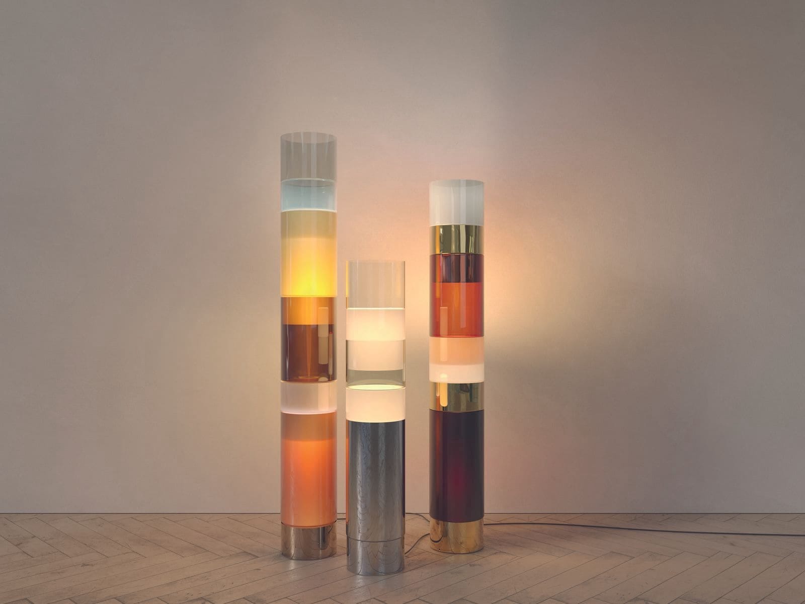 lámpara de pie modular de cristal de colores