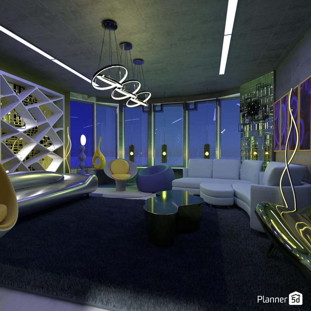 quarto futurista projetado no Planner 5D