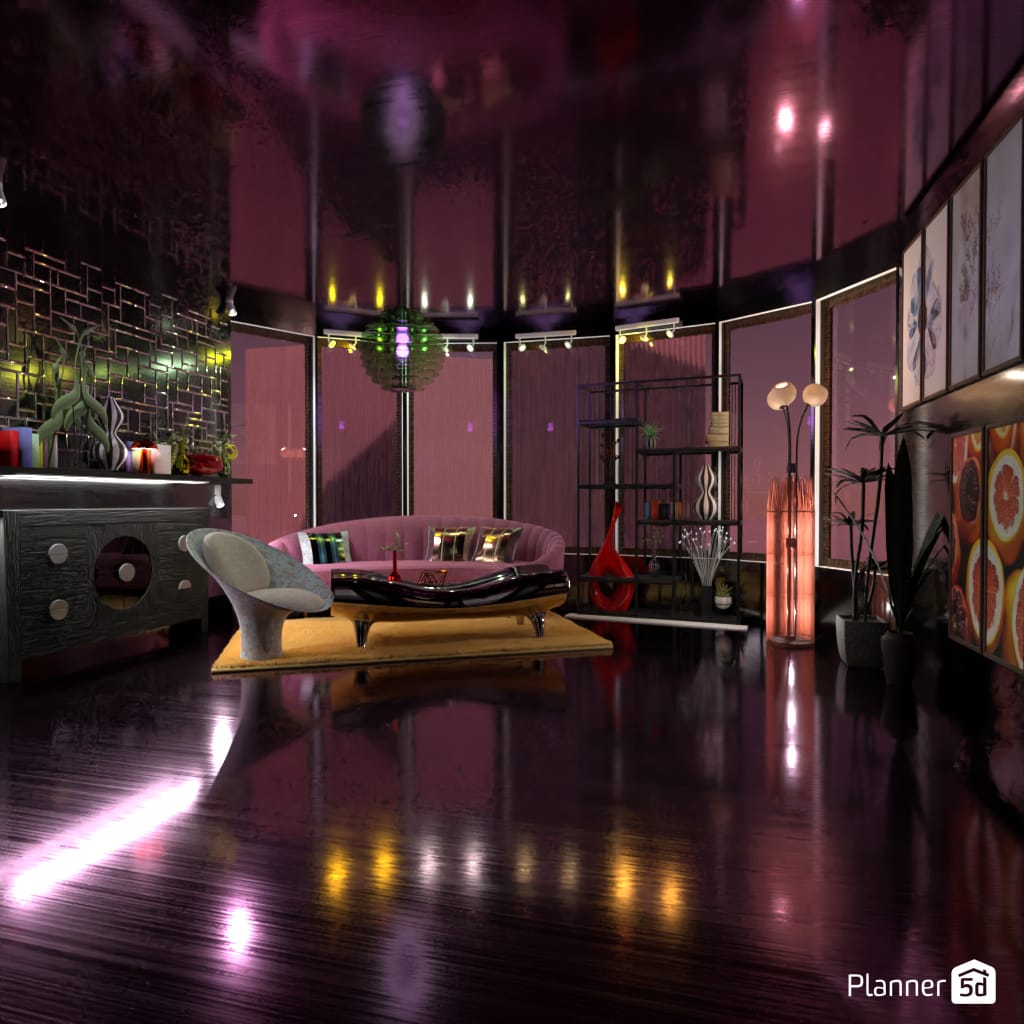 sala de estar futurista projetada no Planner 5D