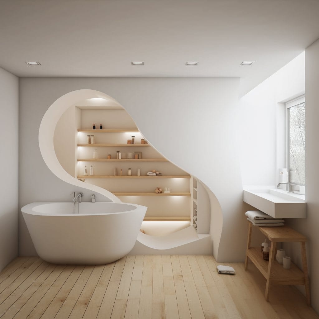 banheiro minimalista com nicho embutido