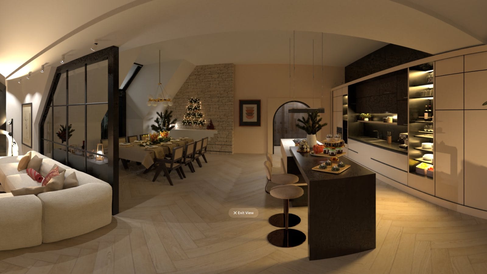 open concept kitchen created using Planner 5D & Apple Vision Pro