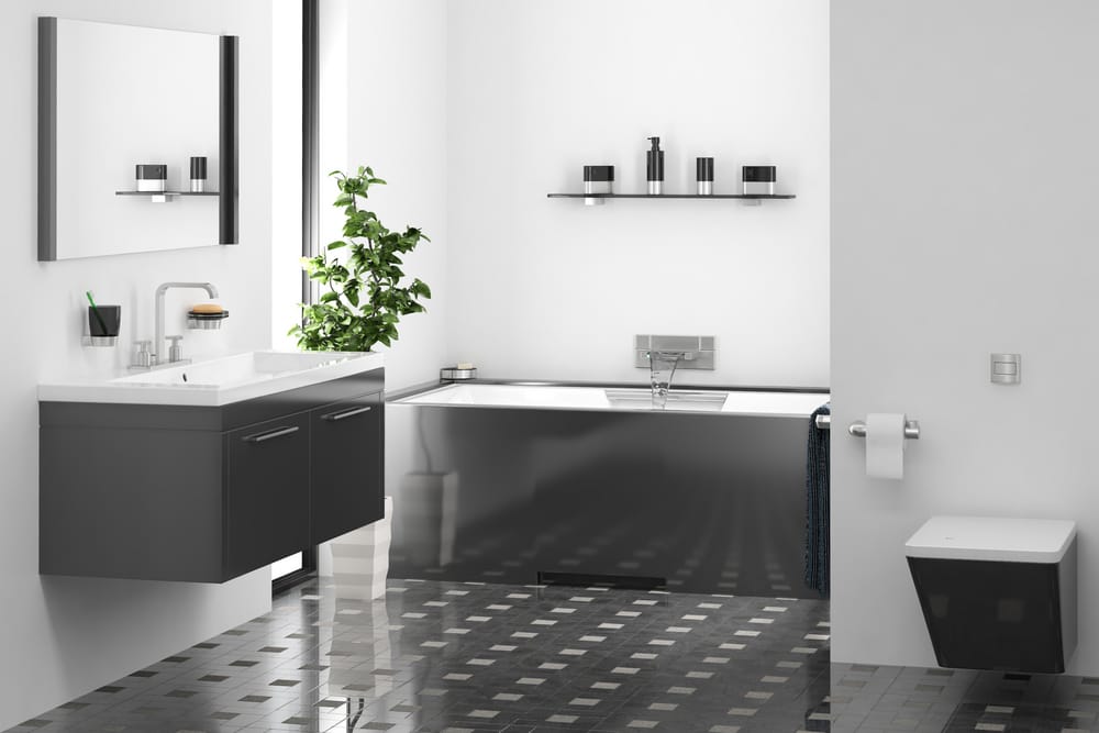 banheiro preto e branco moderno