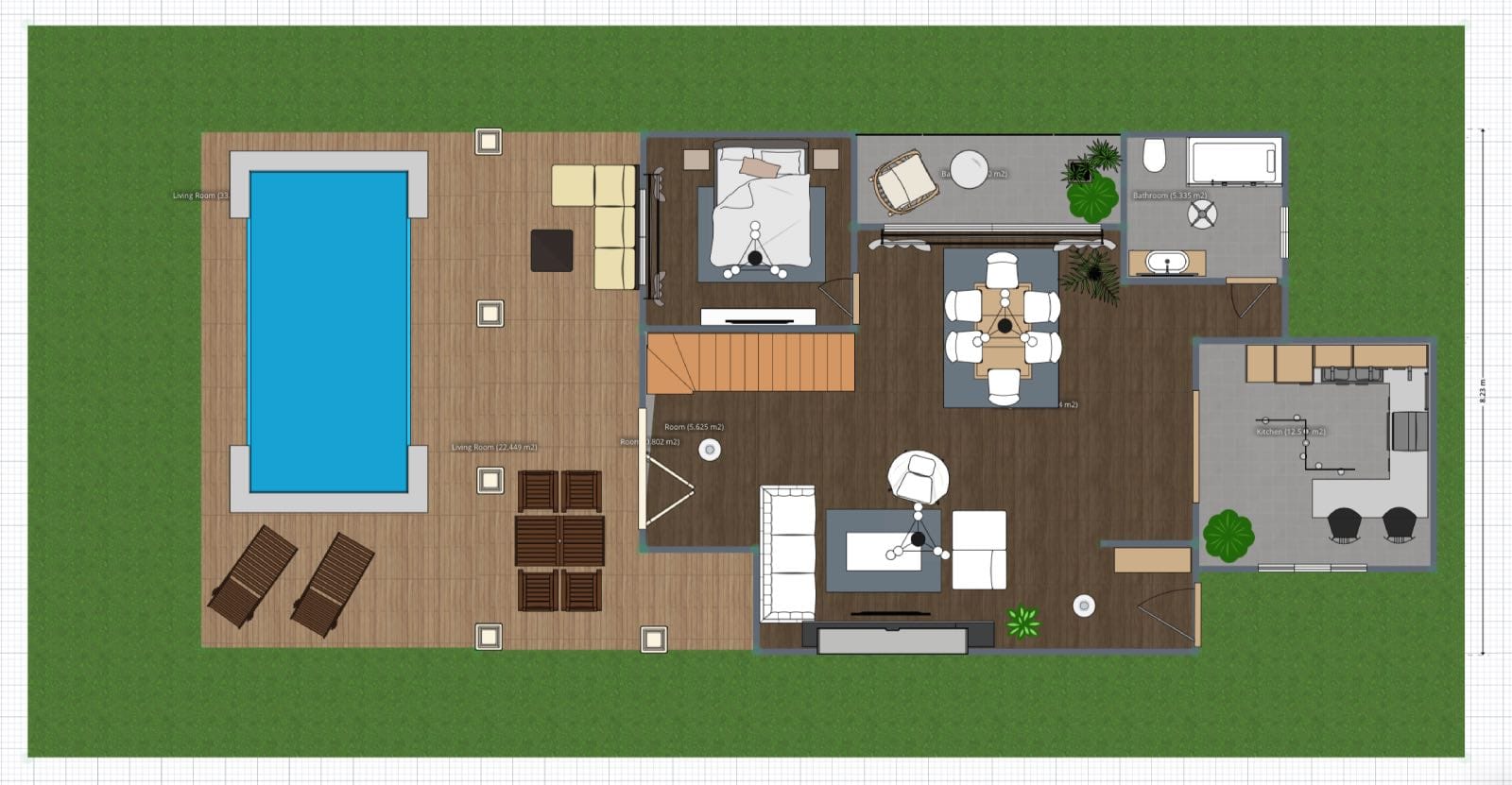 one storey home with pool floor plan, interior design software, planner 5D