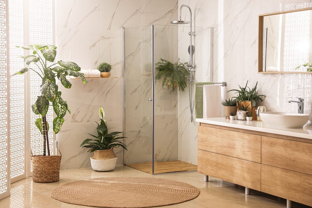 nowoczesny projekt łazienki z roślinami