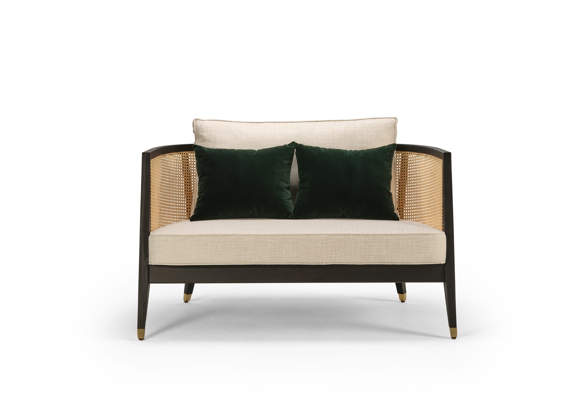 sofa salma de dois lugares com travesseiros verde