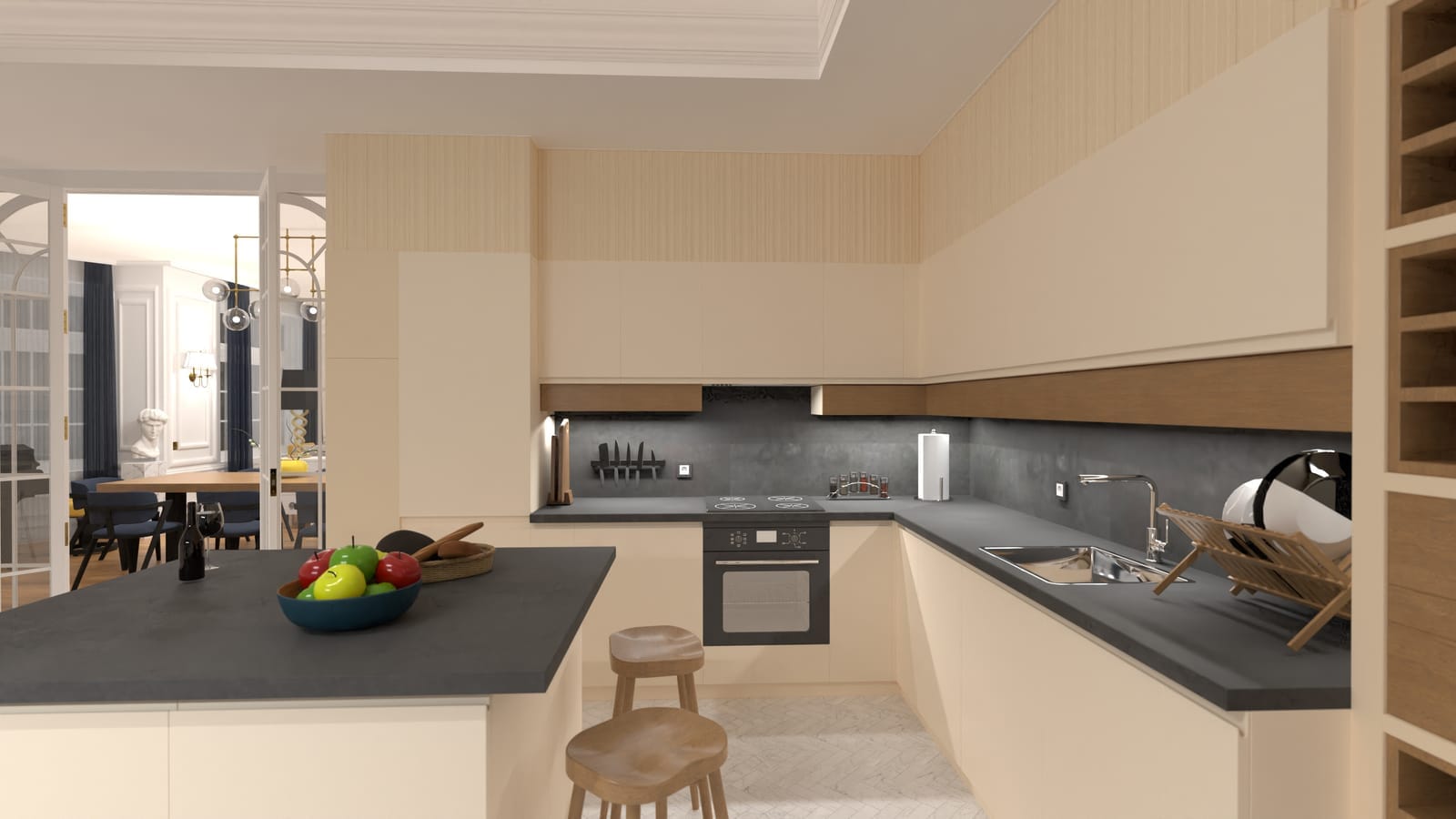 render 3d de cocina moderna minimalista en planner 5d